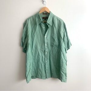 Tasso Elba Men’s Silk Linen Pastel Green Button Up Short Sleeve Shirt
